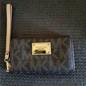 Michael Kors Brown and Black Logo Wristlet